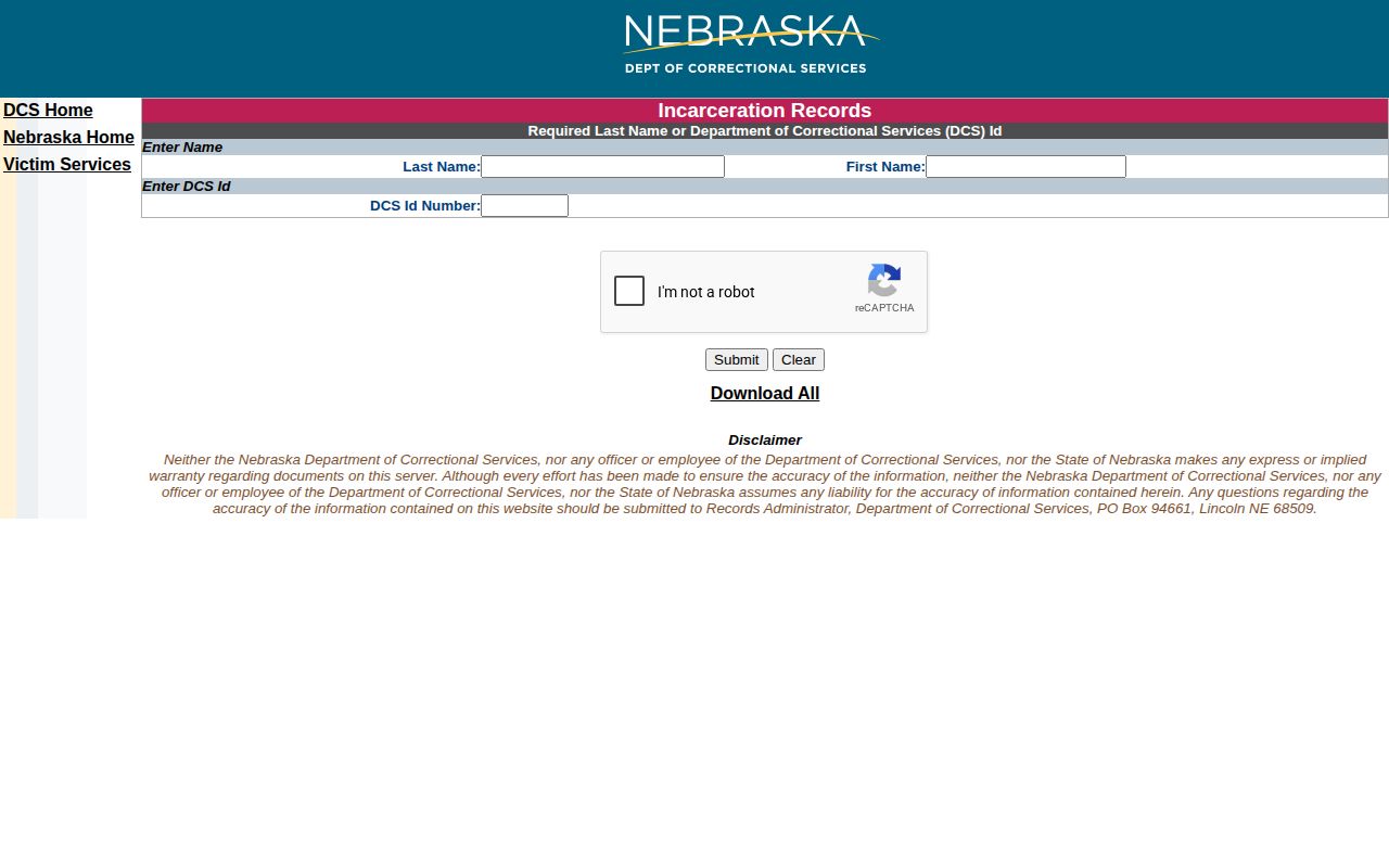 Keya Paha County state custody record search through NDCS